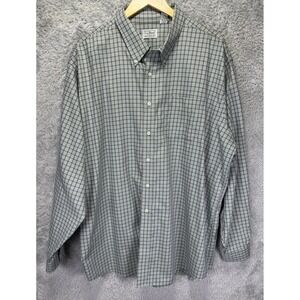 Vtg LL Bean Mens Shift 2XL XXL Plaid Shirt Button Down Green Plaid Preppy Cotton
